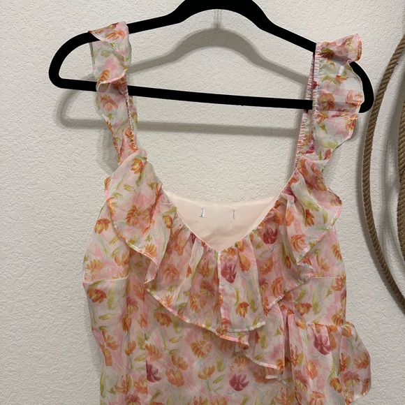 ✨ ROMANTIC FLORAL RUFFLE MIDI DRESS ✨ - Picture 2 of 7